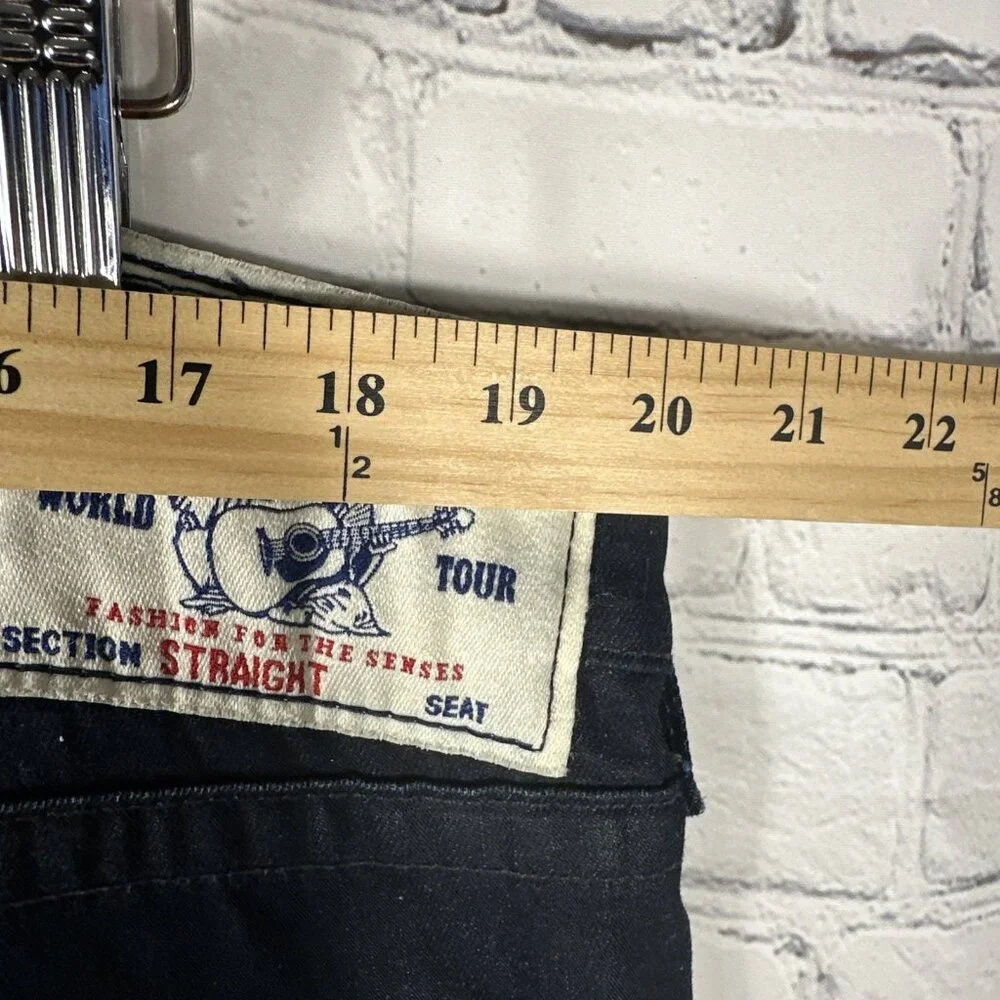 True Religion Jeans Mens 40x34 Blue Denim Straight‎ Zipper Pockets Old Croaker